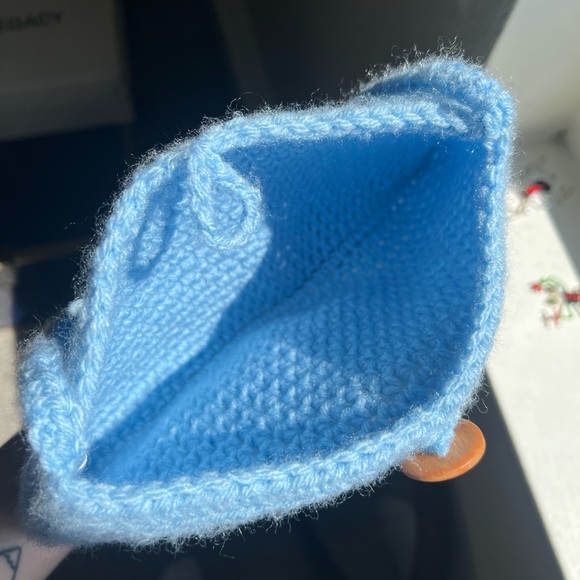 Handmade Baby Blue Crochet Bag with wooden button! - Picture 5 of 6